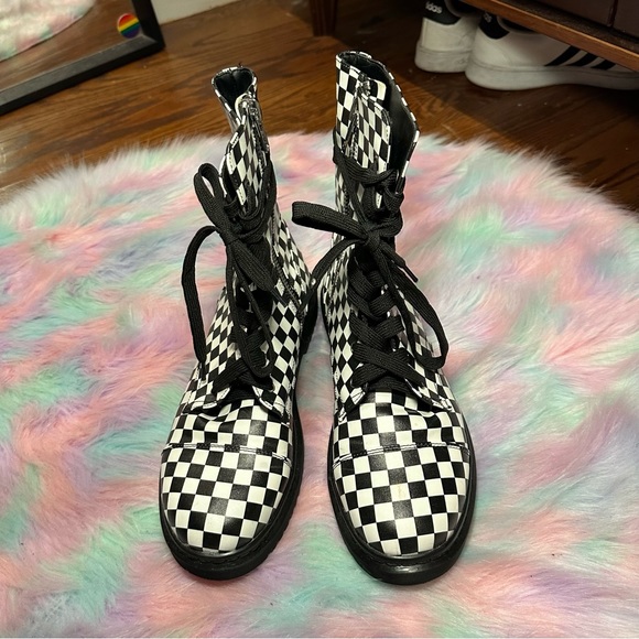 Dolls Kill Checkered Combat Boots - Picture 3 of 3